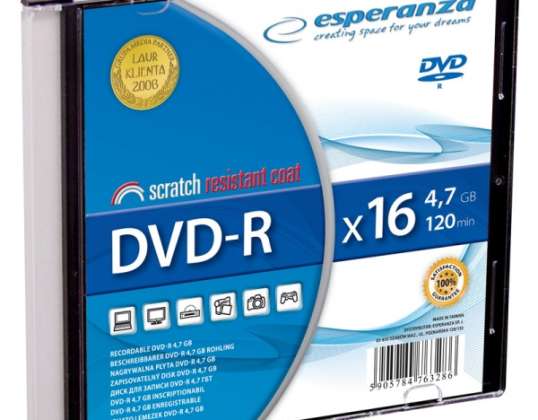 DVD R ESPERANZA 4 7GB X16 CUSTODIA SLIM 1 PZ.