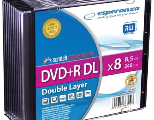 DVD R ESPERANZA 8 5GB X8 DL SLIM TASKE 10 STK