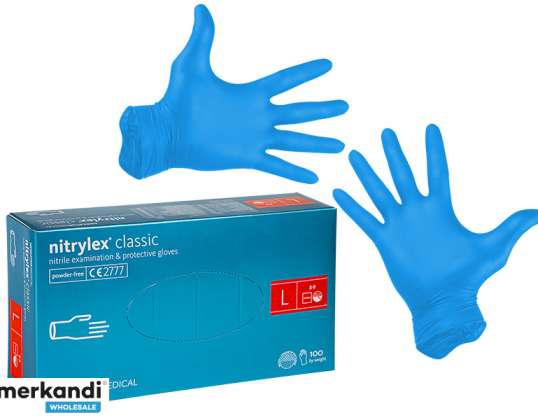 Nitrilové rukavice modré L 100ks