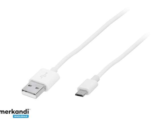 USB A micro B connection 1 0m white HQ1