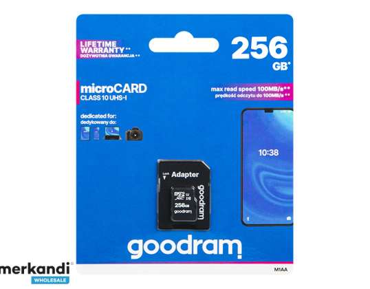"microSDXC" kortelės 256 GB skelbimas. SD CL10 GOODRAM