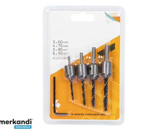 4pcs drill bit set with countersink for