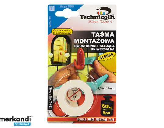 Double-sided mounting tape 1 5m/19mm