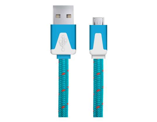 ESPERANZA USB CABLE MICRO A B 1M FLAT BRAID BLUE