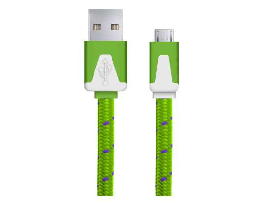 ESPERANZA USB CABLE MICRO A B 1M FLAT BRAID GREEN