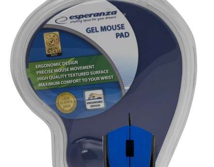 ESPERANZA MOUSE WIRE. 3D OPT. USB WITH GEL PAD BLUE