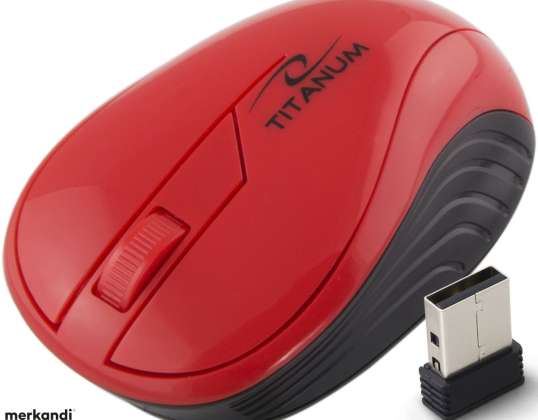 MOUSE WIRELESS TITANUM. 2.4GHZ 3D OPT. USB ROSSO NEON