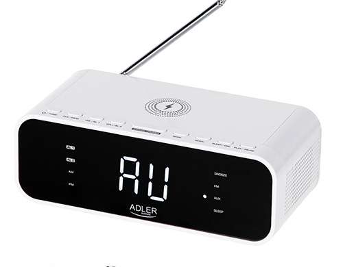 Clock radio with wireless charger and FM