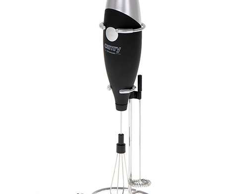 Milk frother with stirrer and stand