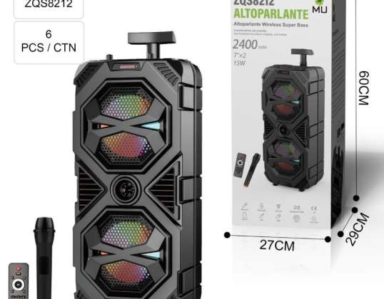 Преносим акумулаторен Bluetooth калъф за количка за високоговорители с включени RGB светлини и микрофон - USB TF Bluetooth радио връзка