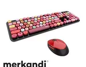Belaidės klaviatūros komplektas MOFII Sweet 2.4G pelė juoda ir raudona