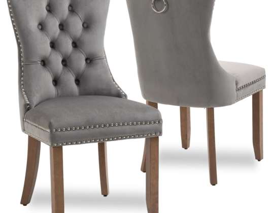 Set 2 scaune pentru sufragerie, bucatarie, birou, intrare din catifea stil modern Î95xL50xA60 cm (Gri)