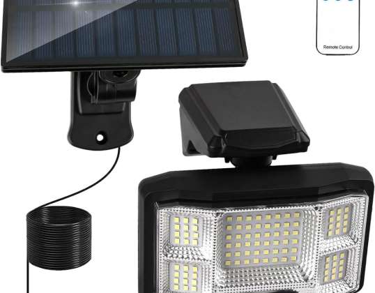 Lampă solară în aer liber cu telecomandă 96 LED-uri 3Moduri Lumină solară LED în aer liber cu senzor de mișcare IP65 Lămpi solare impermeabile în aer liber