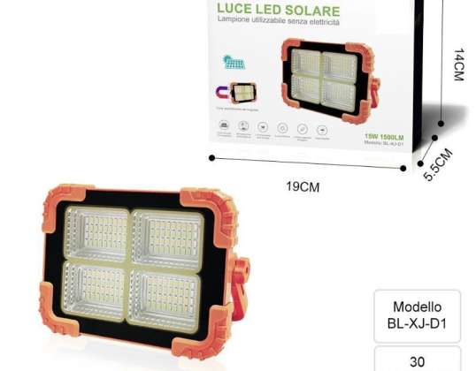 Spot LED portabil cu încărcare solară și cablu USB 15W Impermeabil Iluminat de lungă durată pentru camping, drumeții, pescuit, șantiere de construcții, negru