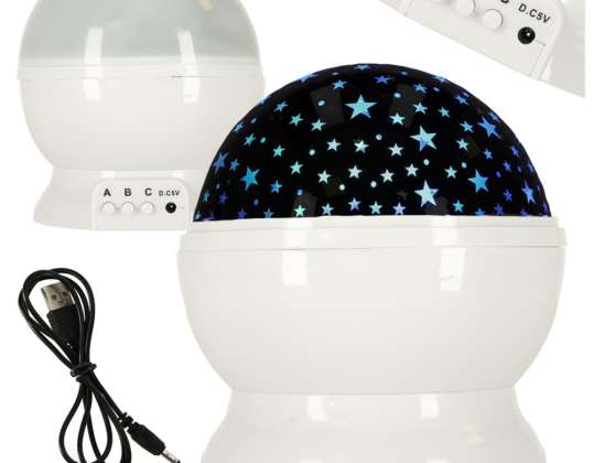 Noční lampa hvězdný projektor 2v1 USB bílá