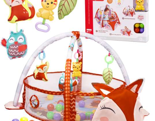 Educational mat for babies fox playpen with balls pendants