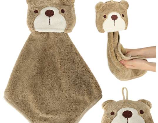 Børnehåndklæde til børnehave 42x25cm brun bamse