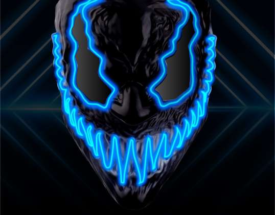 Cadılar Bayramı kostümü olarak LED Venobat maskesi - 3 ışık efekti ile - mavi