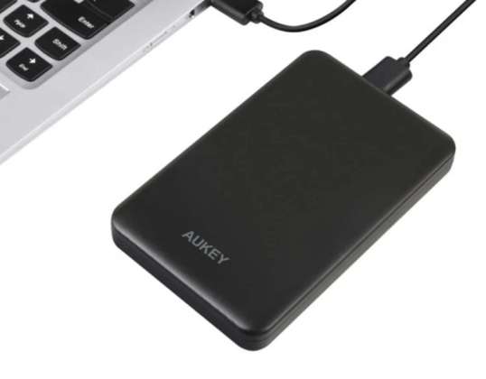 AUKEY externe behuizing voor 2,5" USB 3.0 harde schijf AUKEY externe harde schijf behuizing 2,5" USB 3.0 met UASP externe harde schijf behuizing voor 7 en 9,5 mm 2,5" S