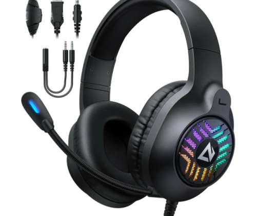 Gaming Headphones, Wired Headphones, Soft Memory Foam, Dual Chamber Drivers, 3.5 MM Audio Jack, Noise Canceling Microphone, Perfect for Music, PC, Ps4
