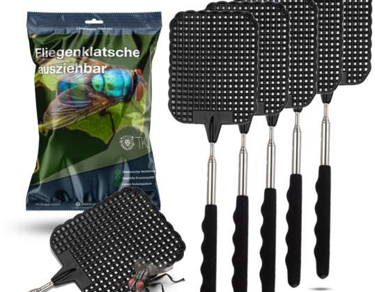 Set of 6 XXL 73 cm insect swatter fly swatter extendable telescopic swatter flycatcher insect catcher fly protection from insects