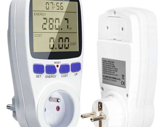 wattmetr měřič spotřeby energie napětí proud digitální s displejem