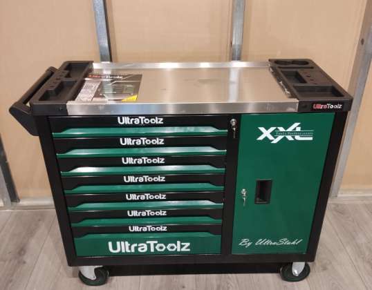 Ultratoolz Professional Tool Trolley XXL (7 Tray) | 287 PCS | Green | Now in Stock in our Warehouse! (Holland)