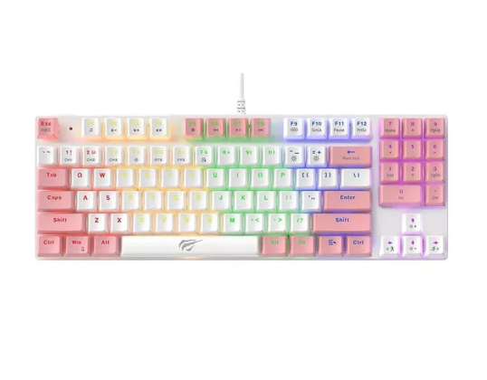 HAVIT KB512L PRO клавиатура за игри розова и бяла