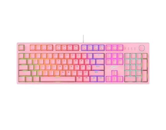 Havit KB871L RGB rosa teclado mecânico para jogos