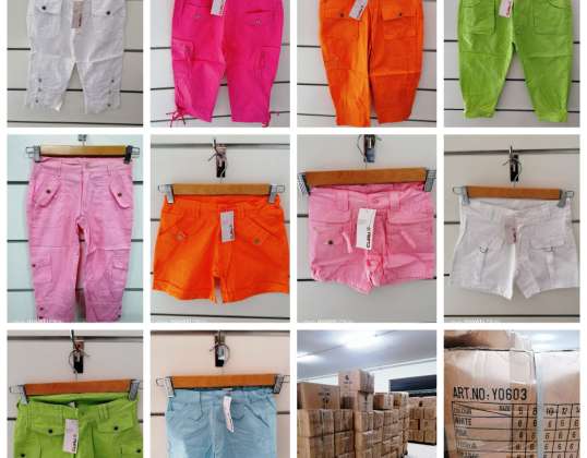 Stock girls' pants 100% cotton for summer with super price