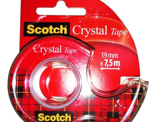Scotch 3M krystallbånd tape, klar, 19 mm x 7,5 m