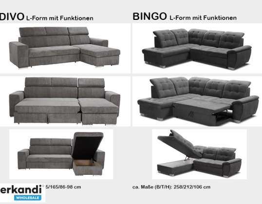 SPECIAL OFFER Sofa Corner sofa Living area with functions various. Models