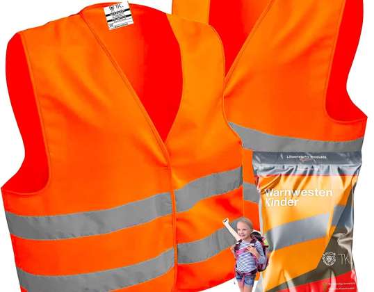 2x Safety Vest Kids Orange 3 -10 Years - Boys & Girls - Accident Vest Safety Vest 2024