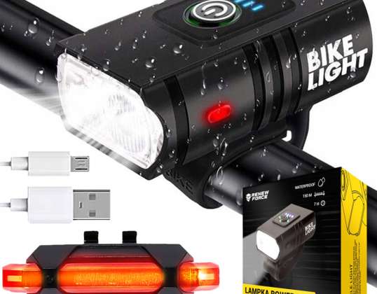 LED BICYCLE LIGHT FRONT 800 LUMENS STRONG + REAR BC-100