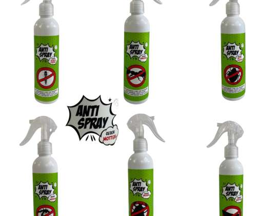 Sprej proti hmyzu Sprej proti roztočům a další, Značka: Anti Spray, 6 typů, pro prodejce, A-skladem. Pouze export!