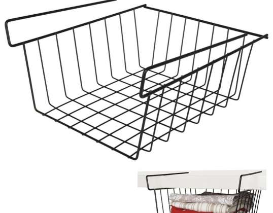 Basket basket under shelf organizer black metal 27 5 cm