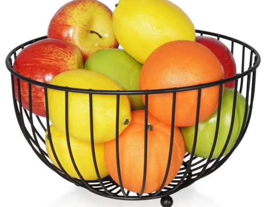 Cesta de frutas e legumes cesta de metal preto loft bowl 25 cm