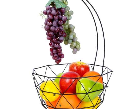 Fruit and vegetable basket with hanger metal basket black loft bowl