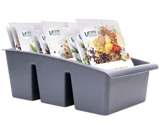 Organizer kitchen container for spices in herb bags gray