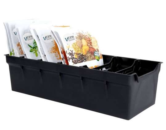 Органайзер кухонный контейнер для пакетиков для специй черный 30x13x8 см