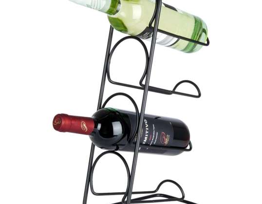 Wine rack metal black 4 bottles 21x12x43 cm