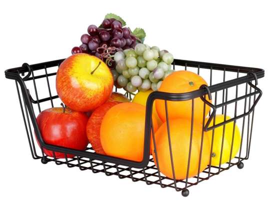 Košík na ovocie a zeleninu kov čierny loft 32x20x13 5 cm