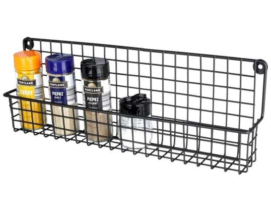 Wall shelf for spices metal black loft 39 5x6 5x14cm