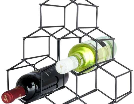 Wine rack metal black 6 bottles 29 5x14 5x28 5 cm