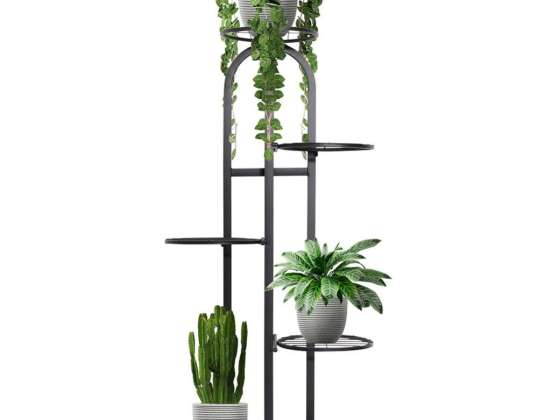 5-tier flowerbed for flower pots metal black 96 5 cm