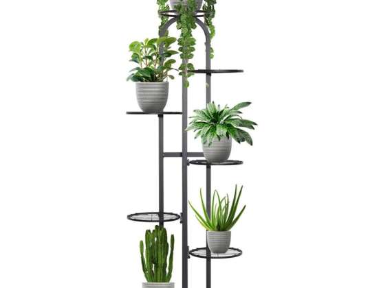 7-tier flowerbed for flower pots metal black 127 5 cm