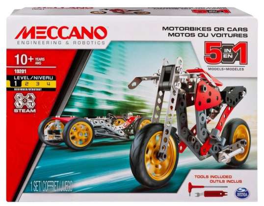 Meccano Spin Master 5v1 izobraževalni gradniki, avtomobili, motorna kolesa, vozila