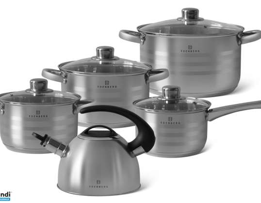 EB-5501 Edenberg Cookware Set 9-Piece with Kettle - For All Heat Sources