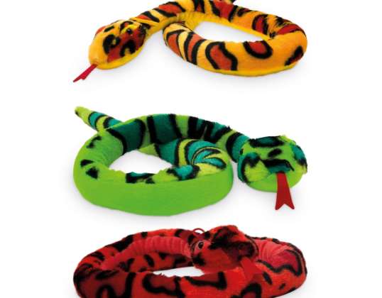 Plīša figūra krāsaina čūska 3 asorti 100 cm