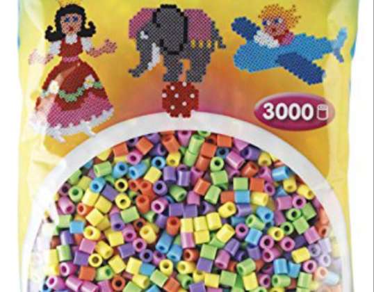 HAMA Iron-on Beads Midi Pastel Mix 3000 Beads 6 Colours